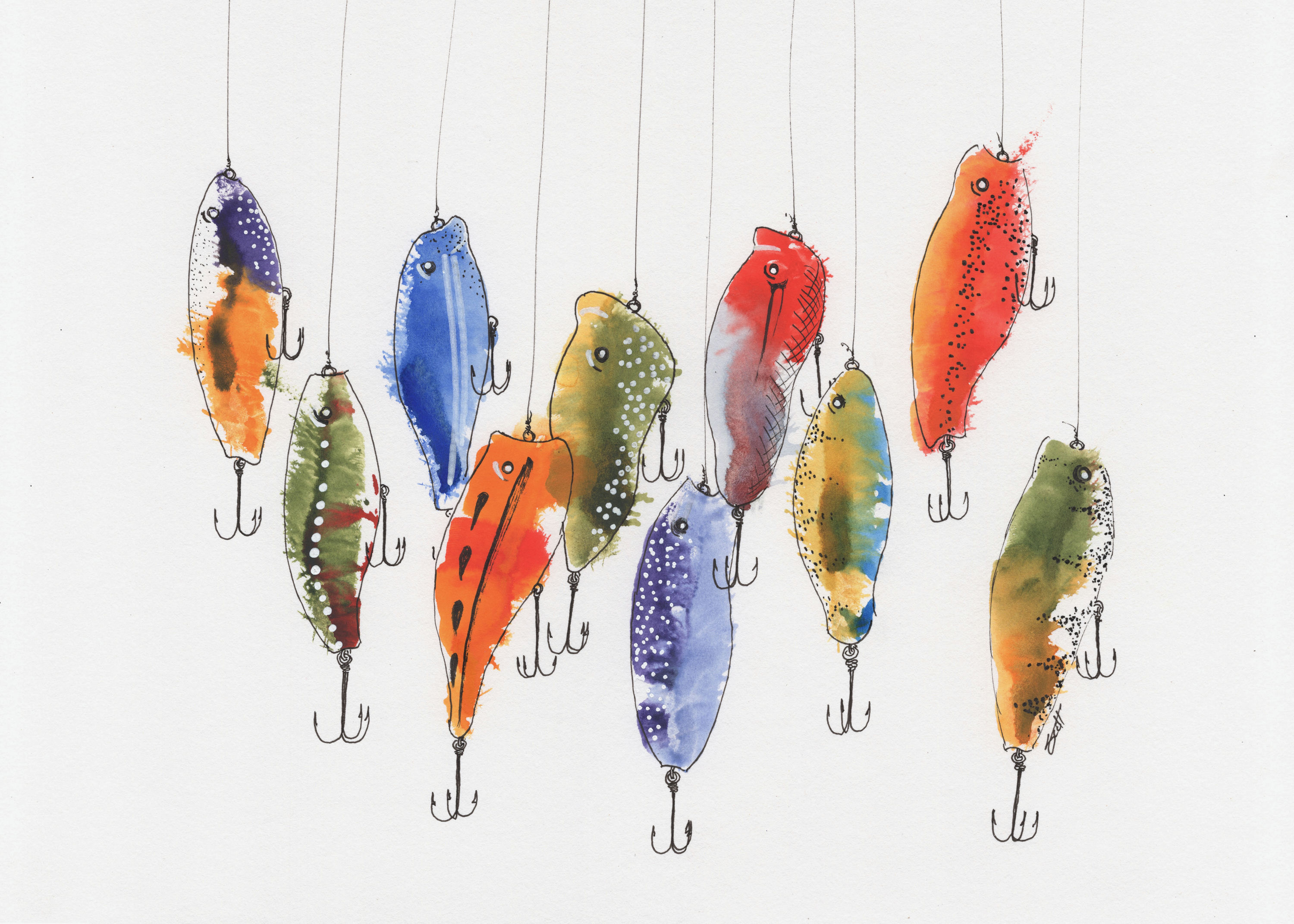 Catch of the Day, Pen and Wash by Scott Brown