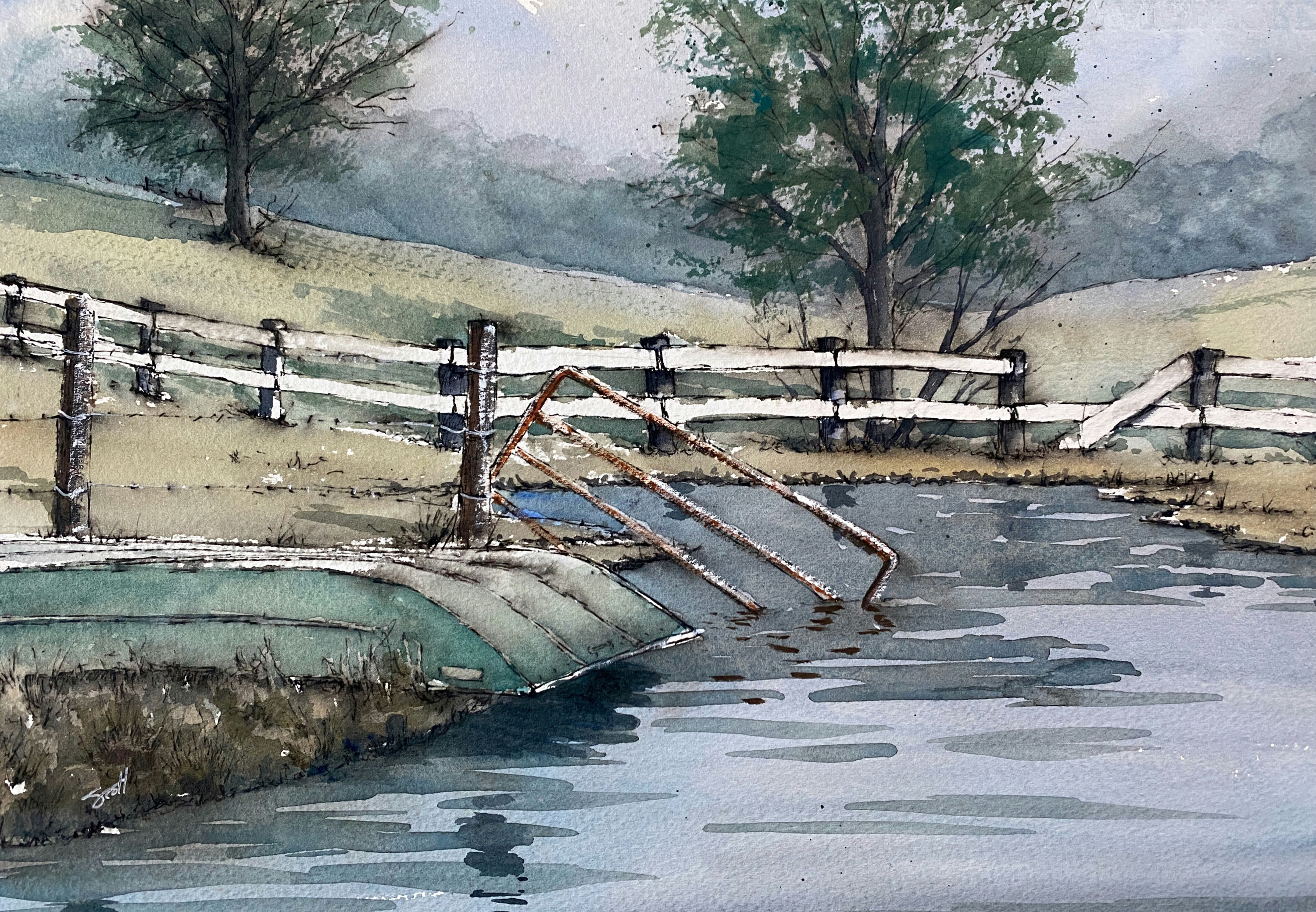 Flat Bottom, Pen and Wash by Scott Brown