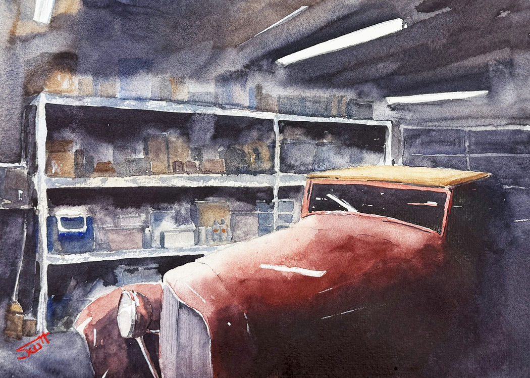 Garage Queen, Watercolor by Scott Brown