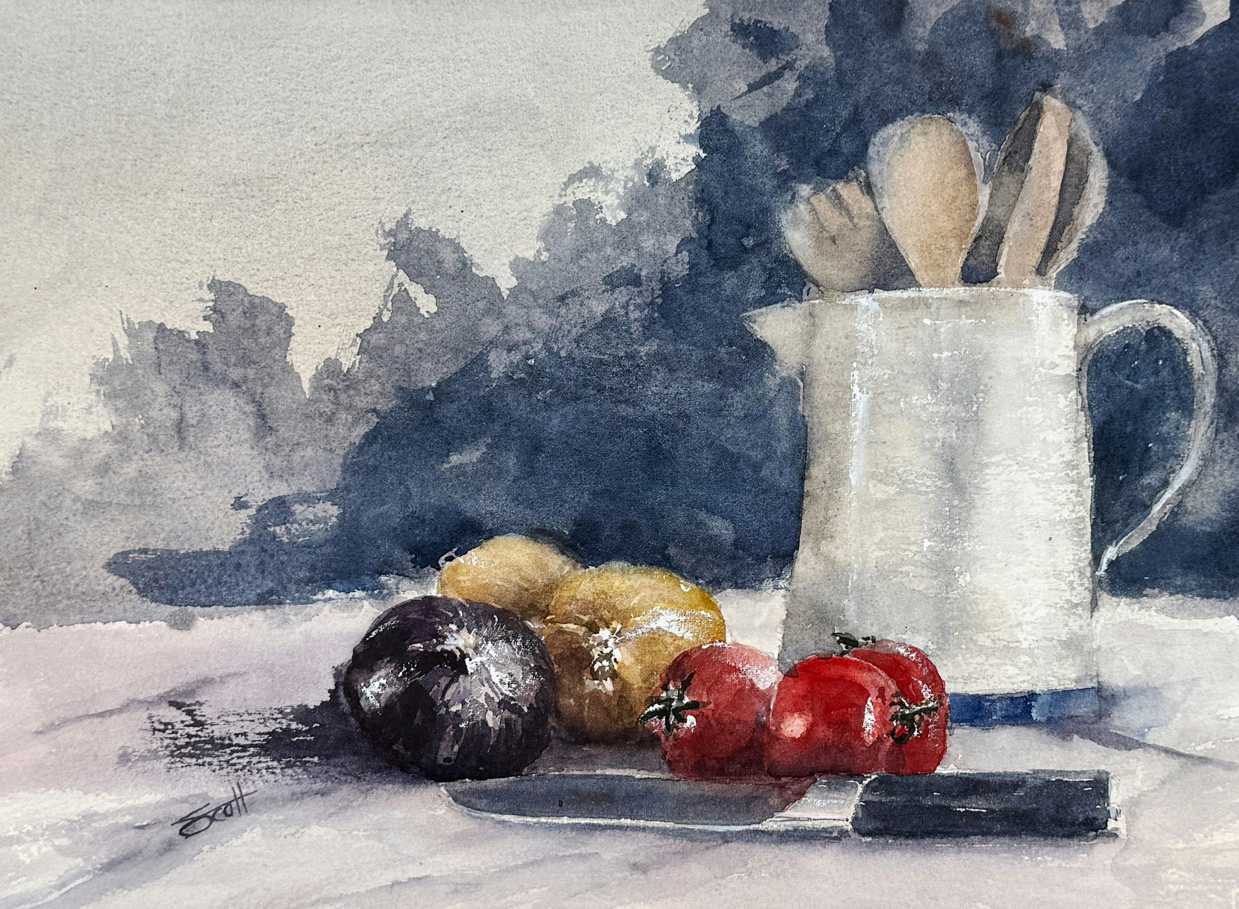 Prep Work, Watercolor by Scott Brown