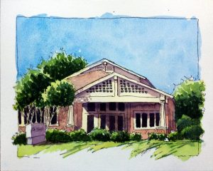 Dr. Noel's Office- Watercolor Line and Wash