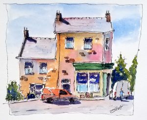 Ketterwell Village Store- Watercolor Line and Wash
