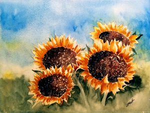 Sunflowers - Watercolor on Paper