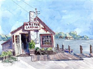 Lobster Landing - Watercolor