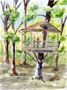 Tree House - Watercolor