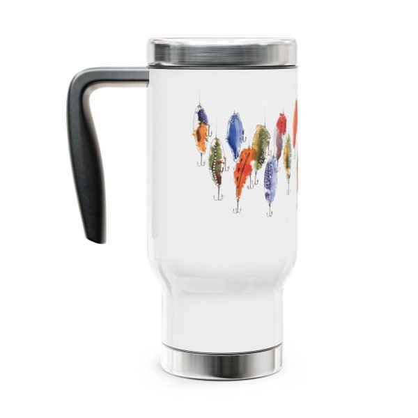 Fishing Lures Stainless Steel Travel Mug with Handle, 14oz