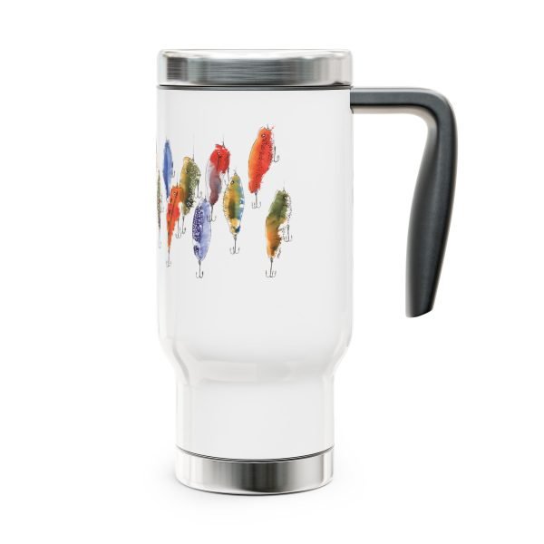 Fishing Lures Stainless Steel Travel Mug with Handle, 14oz - Image 4